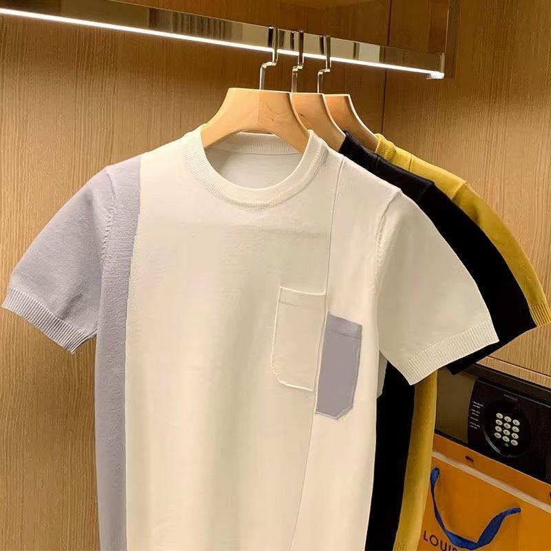 

Дизайнерский пэчворк, цепочка, футболка с коротким рукавом, свободная, универсальная, в гонконгском стиле, трендовый топ с рукавом до локтя 3XL белый