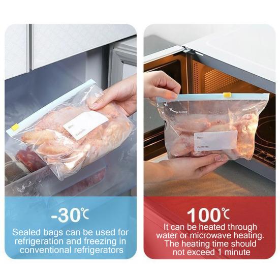 45 Peças/Conjunto Sacos de Armazenamento para Geladeira Seguros para Congelador Sacos com Fecho de Zíper à Prova de Vazamento Herméticos Sacos de Alimentos para Alimentos Preparação de Refeições
