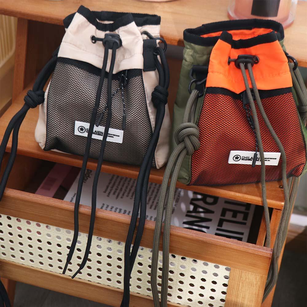 Pleated Men Messenger Bag Nylon Mini HandBag Fashion Drawstring Crossbody Bag  Kids
