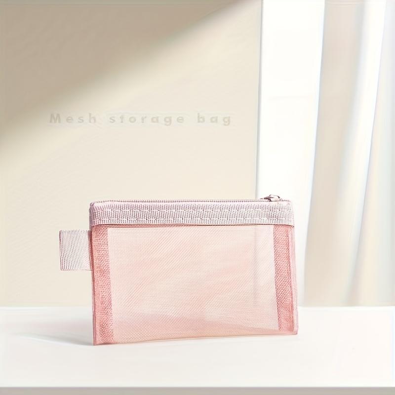 

Transparent Mesh Storage Bag with Zipper Closure - Multi-Compartment Organizer for Coins, Cards,Bus Passes - Durable Polyester