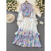 Socialite Graceful Stand Collar Positioning Print Fashion Suit