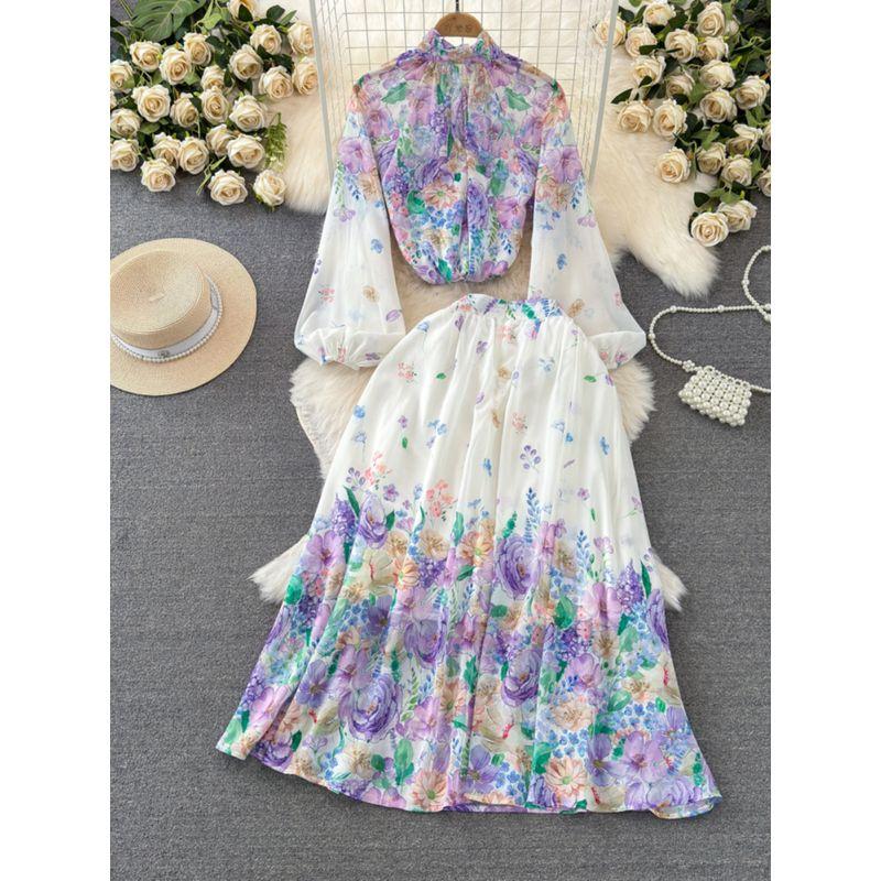 Socialite Graceful Stand Collar Positioning Print Fashion Suit