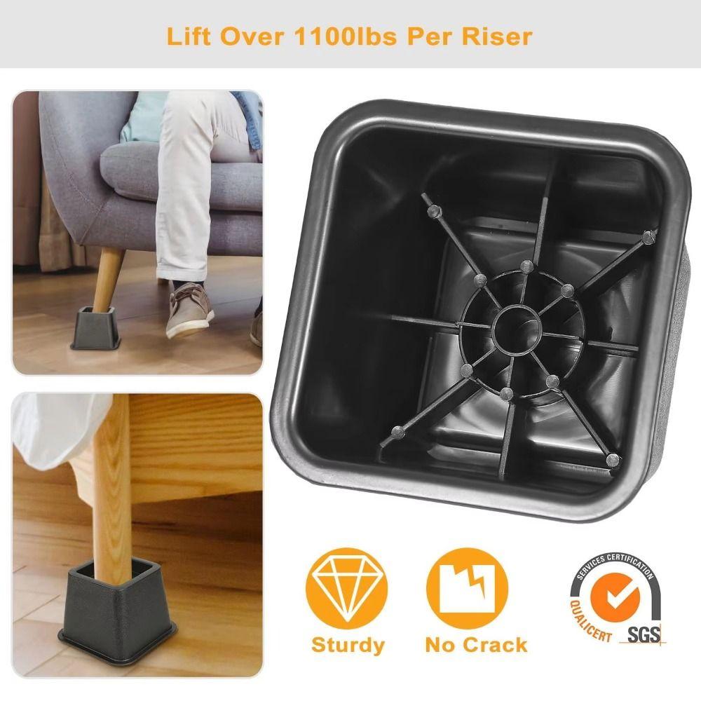 4Pcs Shock-Absorbing Bed Foot Pads Heavy Duty Table Lifters Stable Furniture Leg Risers  Chair Legs