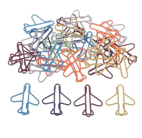 50pcs Multicolor Assorted Airplane Metal Paper Clips Clamps Bookmarks Office Stationery Crafts Supplies School Office Stationery