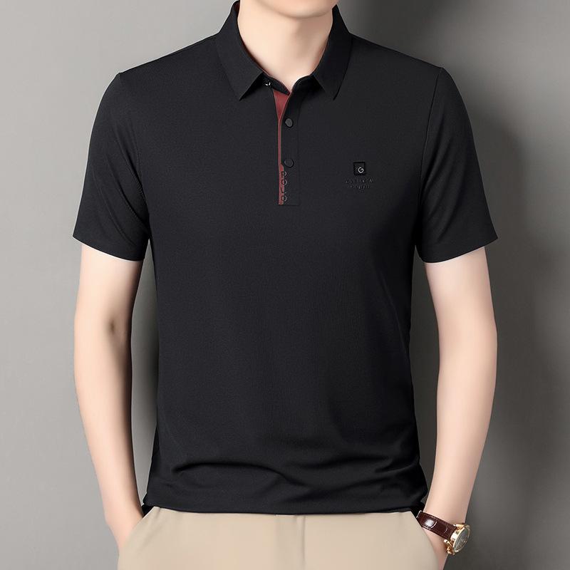 Men'S Short-Sleeved T-Shirt Lapel Polo Shirt Simple Business Casual Top Bottoming Shirt