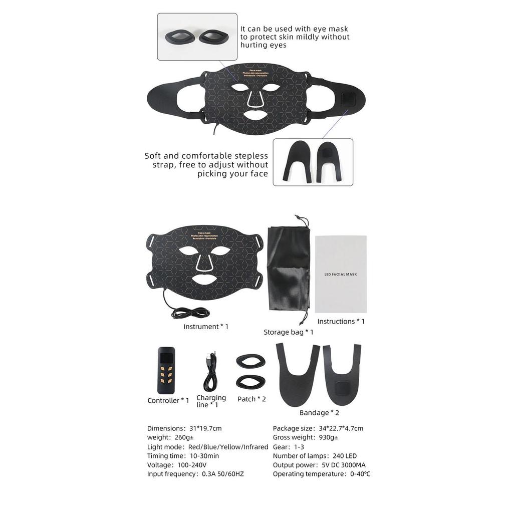 Led Mask Photon Mask For Red Lights Infrared Light,Skin Care Face Care Facial Led Mask 4 Colors Home Use Beauty