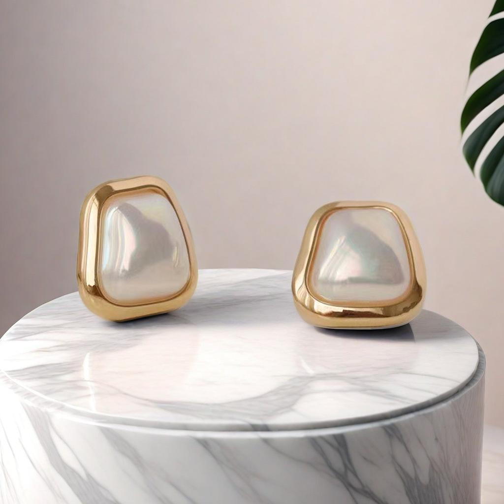 

Геометрические квадратные серьги-гвоздики с жемчугом, женские высококлассные серьги-гвоздики из серебра 925 пробы, модные серьги-гвоздики для знаменитостей, легкие, роскошные