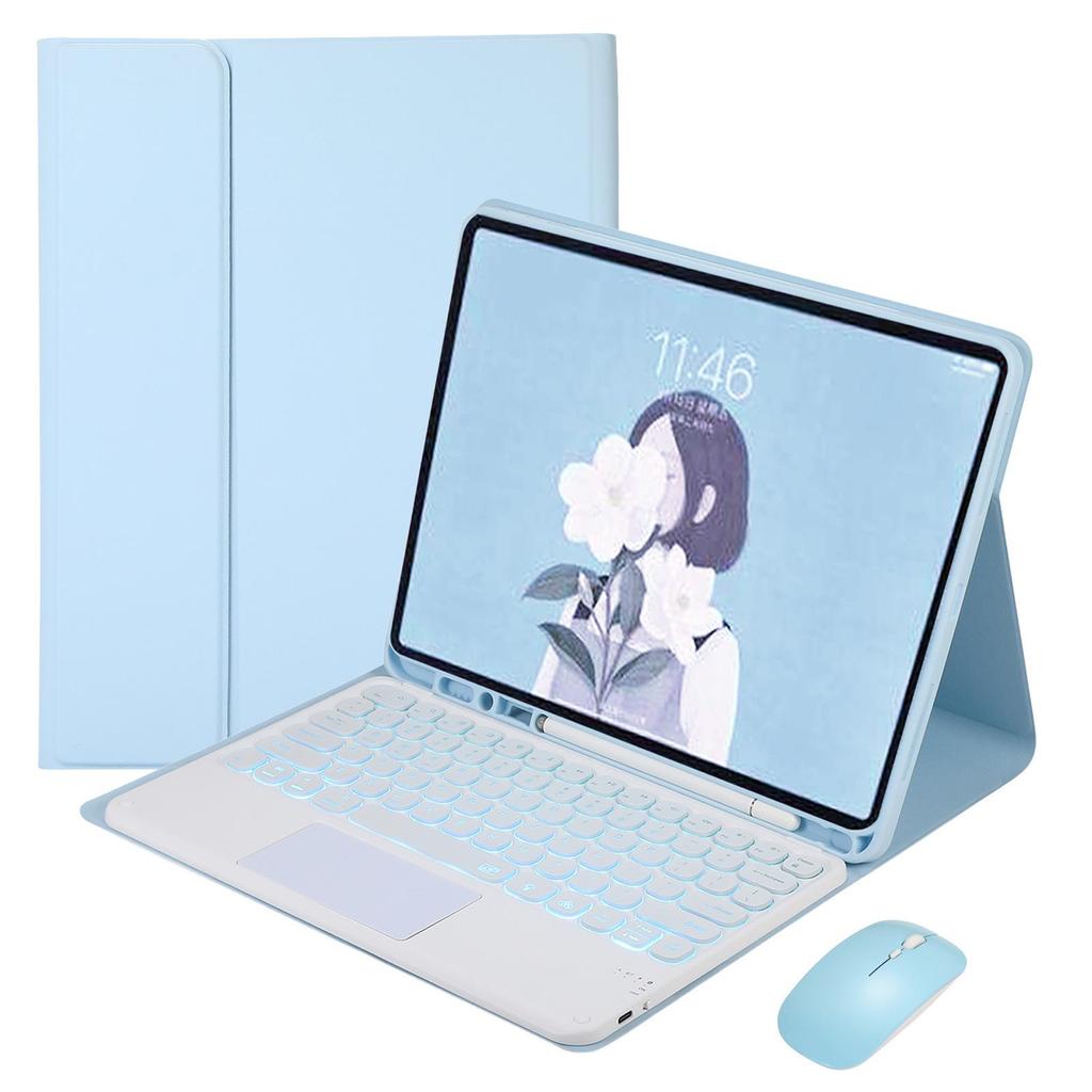 Round Cap Touch Backlit Bluetooth Keyboard & Protective Leather Case for Samsung Tab A9 PLUS S9 FE