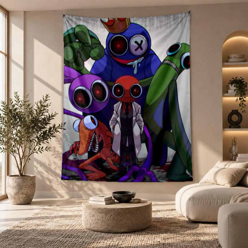 Decorative Tapestry,Rainbow Friends Printed Wall Art, Lightweight Wall Hanging For Bedroom Background