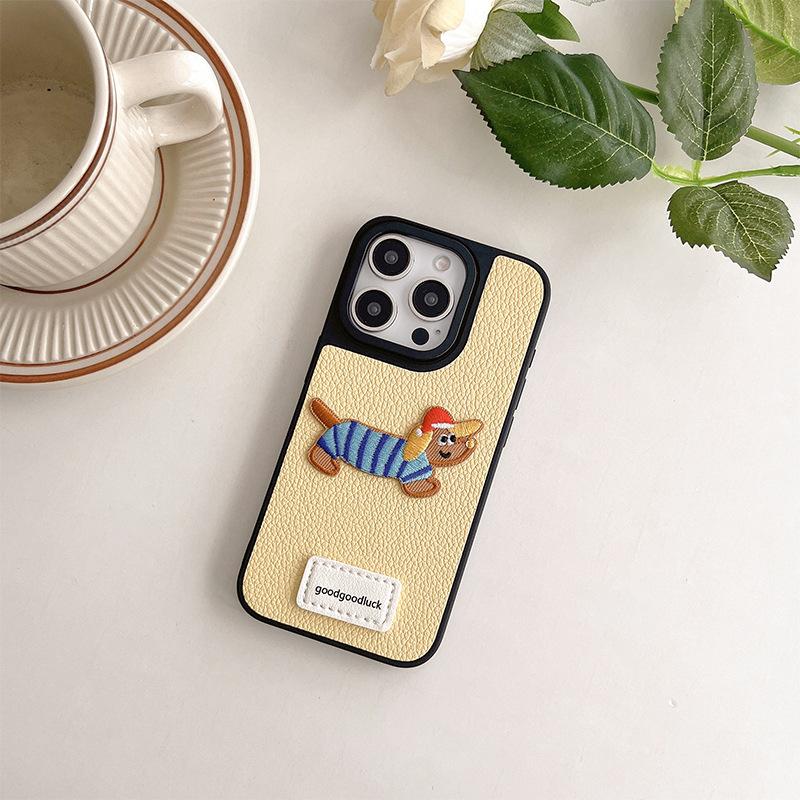 Puppy Leather Mobile Phone Case For Iphone17Promax Silicone Goodluck Apple 16 Women'S Fashion