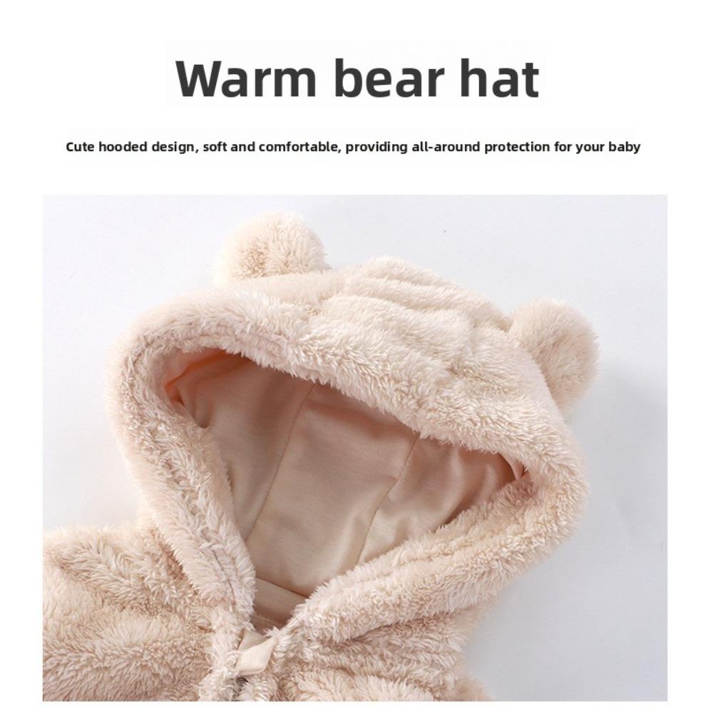 Kids Plush Zip Up Jacket Hooded Fleece Lined Warm Boys Girls Baby Fall Winter
