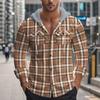 Spring new popular loose casual flannel jacquard long-sleeved hooded plaid shirt