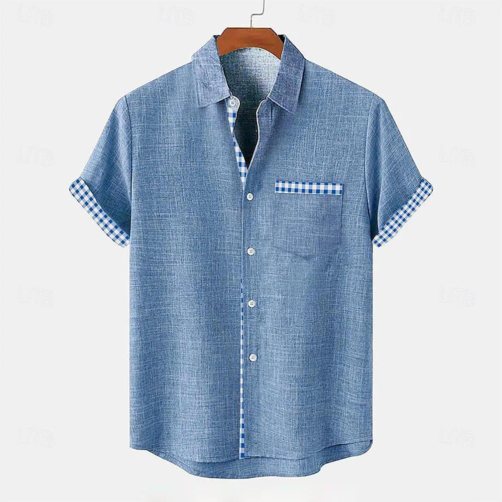 Men's Ethnic Style 3D Printed Shirt Hawaiian Casual Vacation Men's Short-sleeved Lapel Pocket Shirt High Quality Men's
