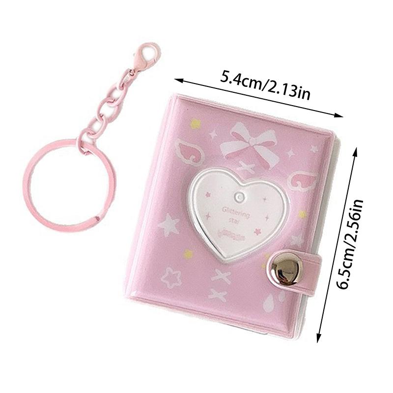 Pockets Portable Keychain Jewelry Photos Holder 1/2 Inch Mini Photo Albums For Photos Cards Small Album Book Photocard Holder