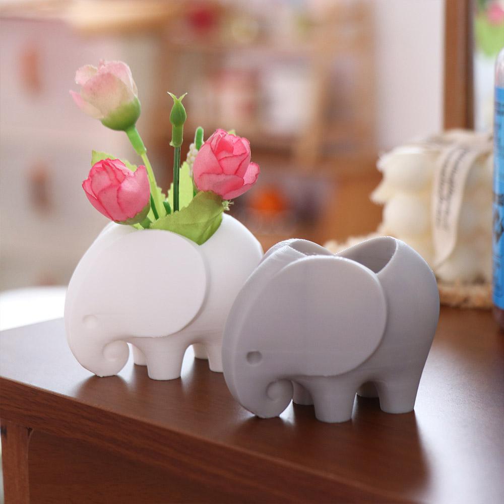 Plastic 3D Printed Elephant Flowerpot Animal Design Vases or Pencil Holders Mini Elephant Planter Pot Flower Pot Stands