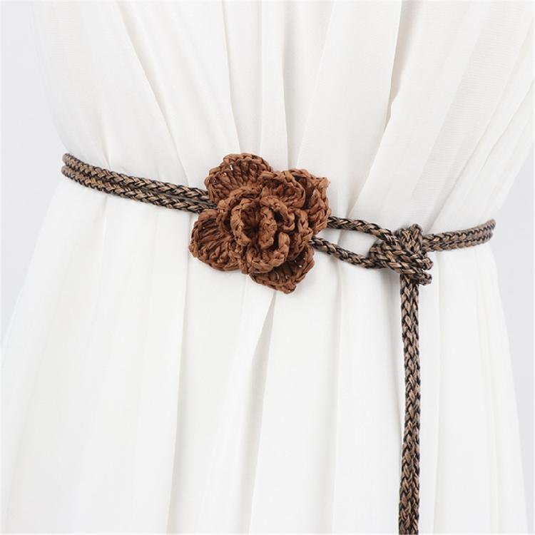 Stylish Handwoven Flower Selfknotted Waistband for Women Seeking Personalizing Retro Fashion Bohemian Waist Rope