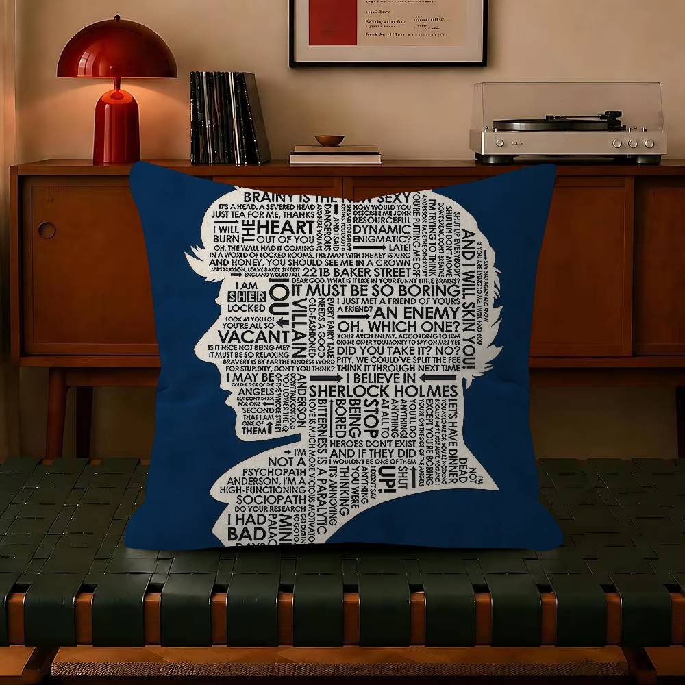 Literary Sherlock Holmes  Decorative Polyester Throw Pillow Cover Square Suitable for Home Office Coffee Shop Decor