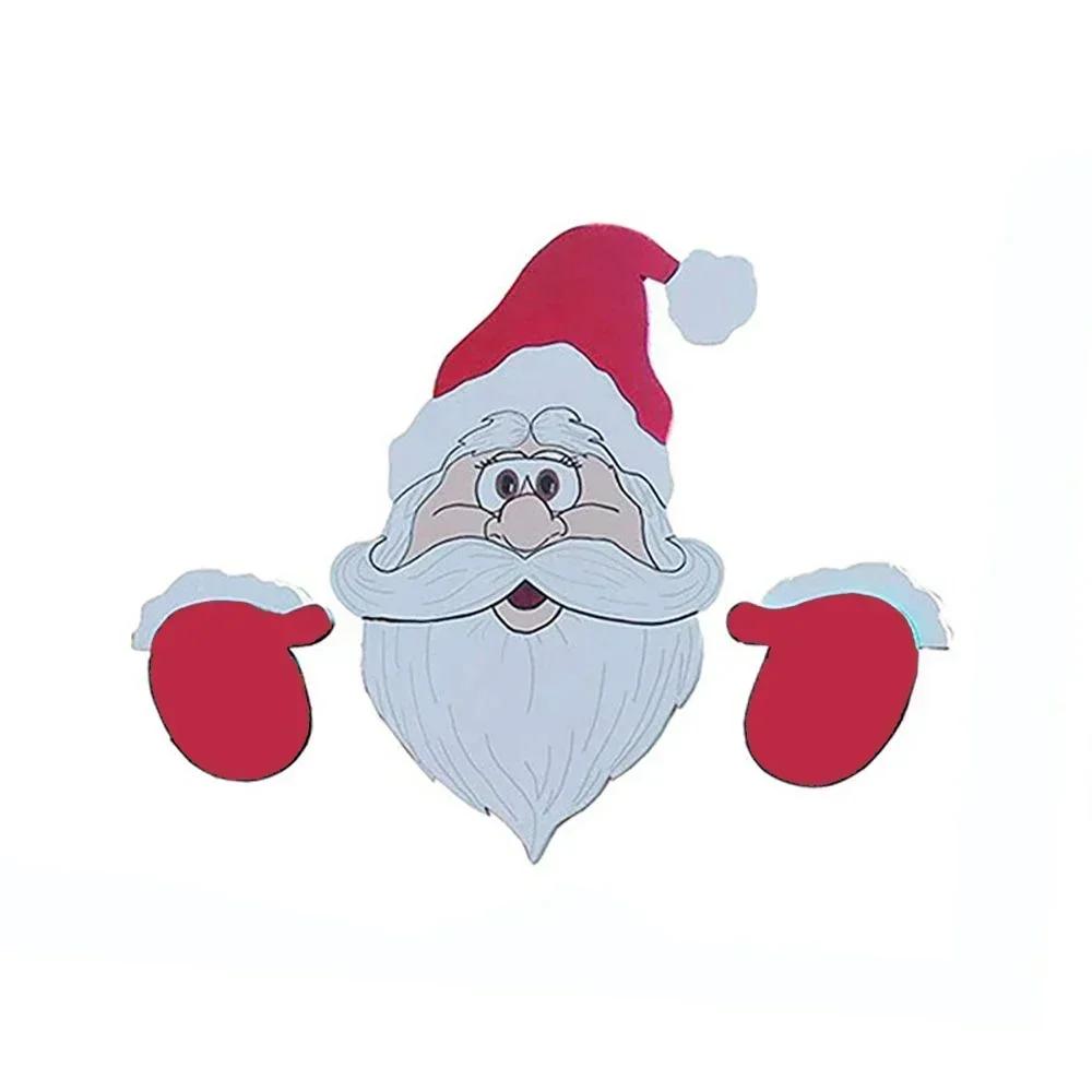 Christmas Fence Ornaments Santa Clause Snowman Reindeer Peeker Yard Ornaments Indoor Outdoor Ground Placard DIY Festival Gift