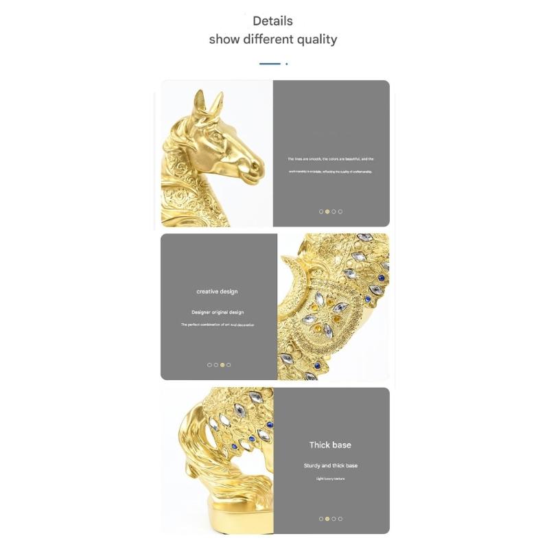 Resin Horse Statue Sculptures Decorative Animal Figurines Tabletop Ornament Symbols Wealth Career Home Decorations