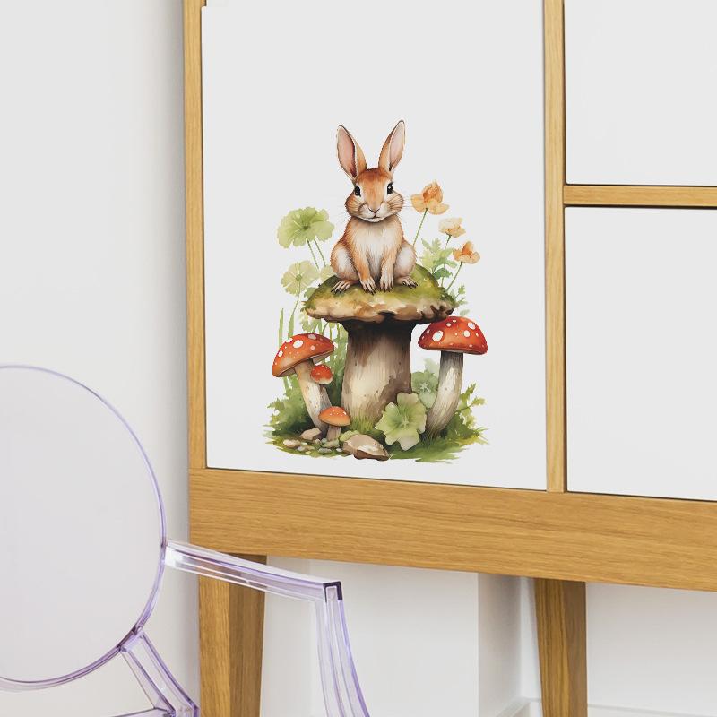 Cartoon Cute Rabbit Mushroom Flowers Children's Bedroom Living Room Wall Decoration Wall Stickers