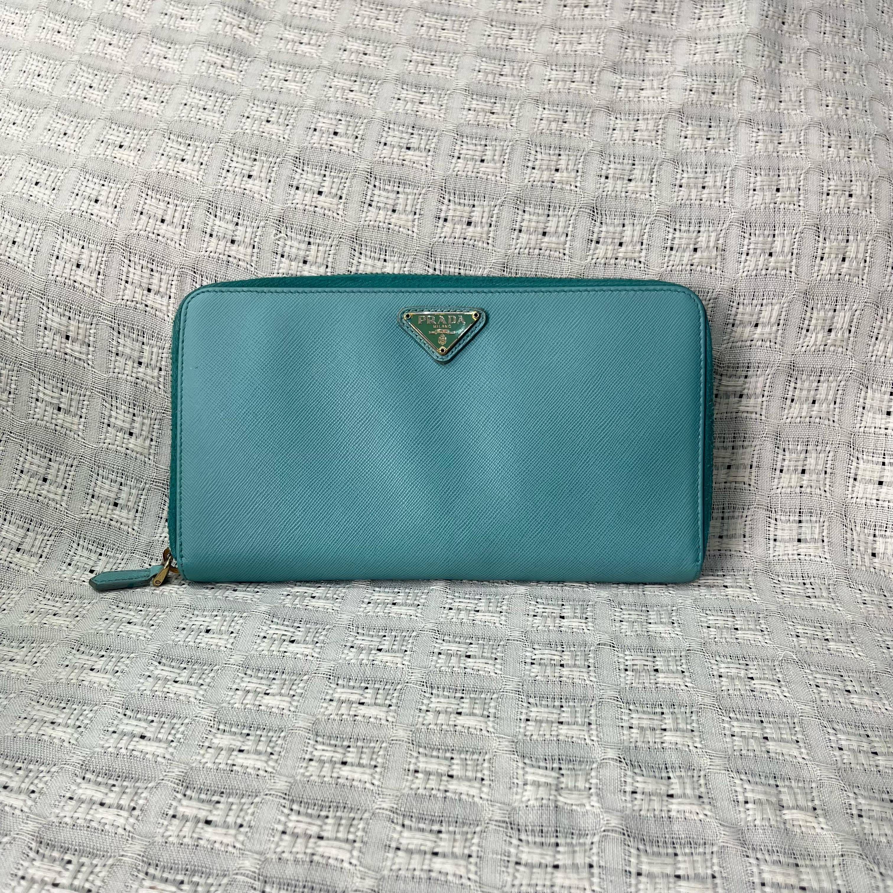 [Pre-Owned] Saffiano Leather Long Wallet With Enamel Triangle Logo - Good #5OMKVA ONE SIZE