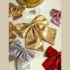 Large Pink and Gold Sequin Christmas Bow Ornament