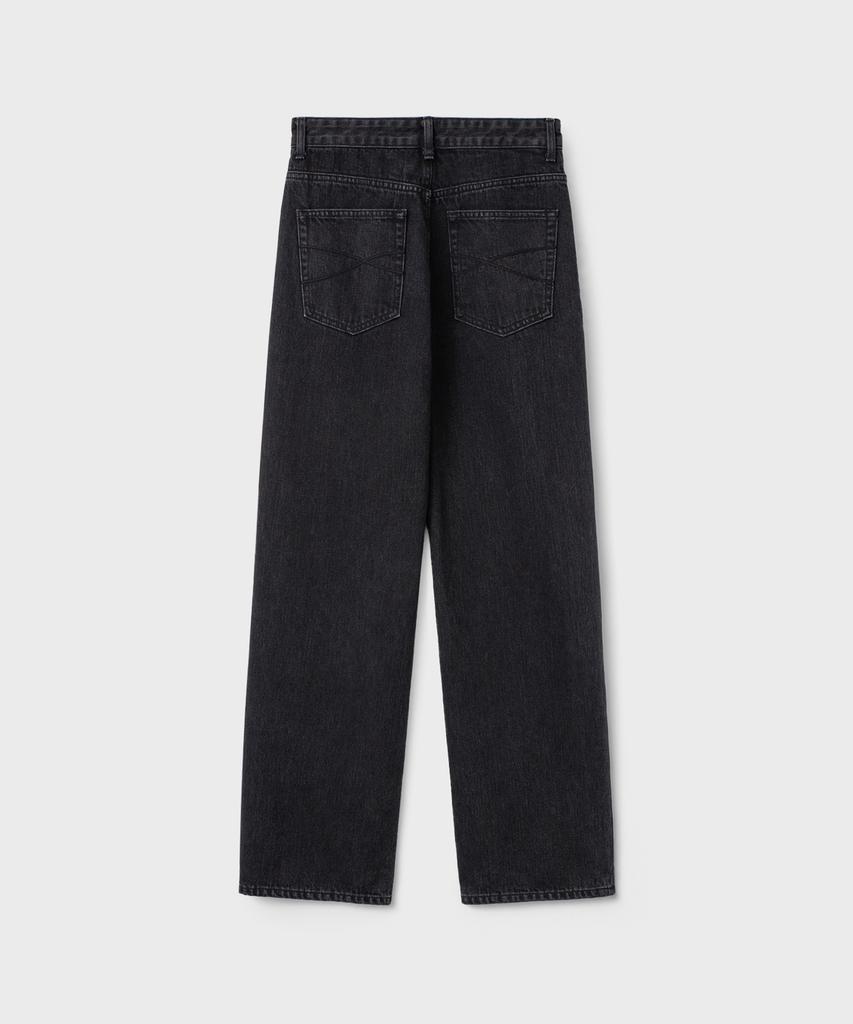 Bellie Mid-Wide Denim Pants - Washed Black