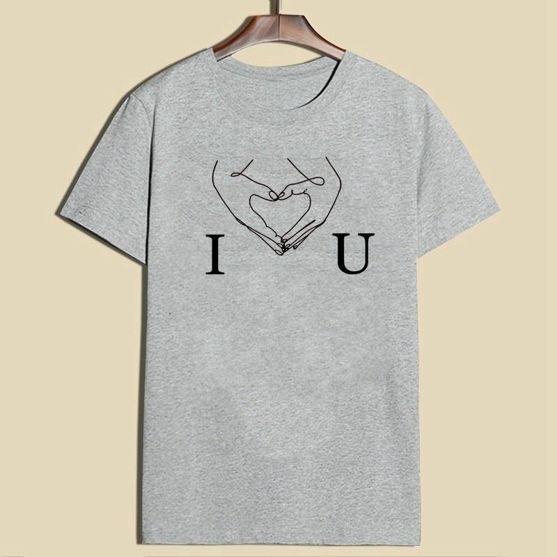 

Летняя женская модная футболка Футболка с графическим рисунком Футболки с коротким рукавом Сердце / Любовь 4XL серый