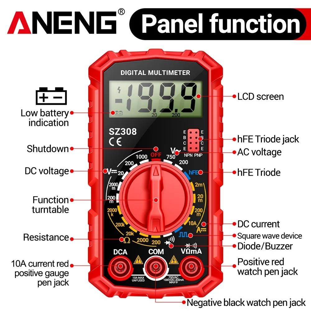 ANENG SZ308 Mini Digital Multimeter Electrician Test Tools AC/DC Votage Current Automatic Tester Capacitance Meter