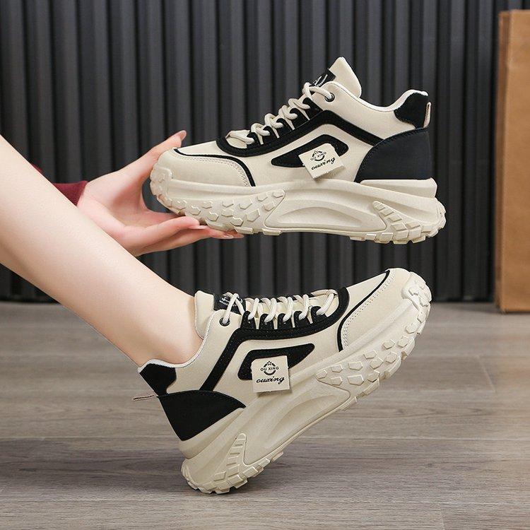 

Женские модные повседневные кроссовки на шнуровке, на платформе, вулканизированные кроссовки для походов, универсальные, на толстой подошве, увеличивающие рост, теннисные кроссовки 35