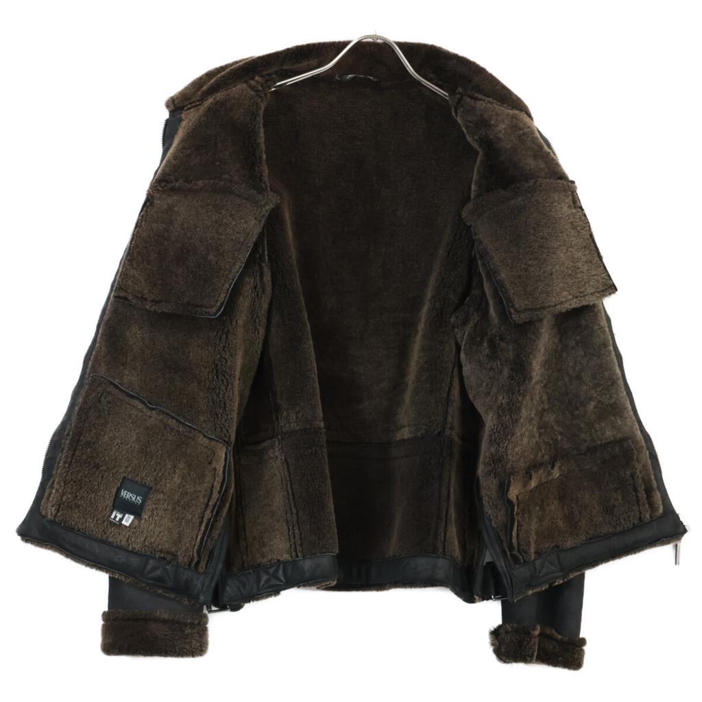 VERSUS VERSACE Mouton Rider's Jacket Jacket 36 BrownUsed