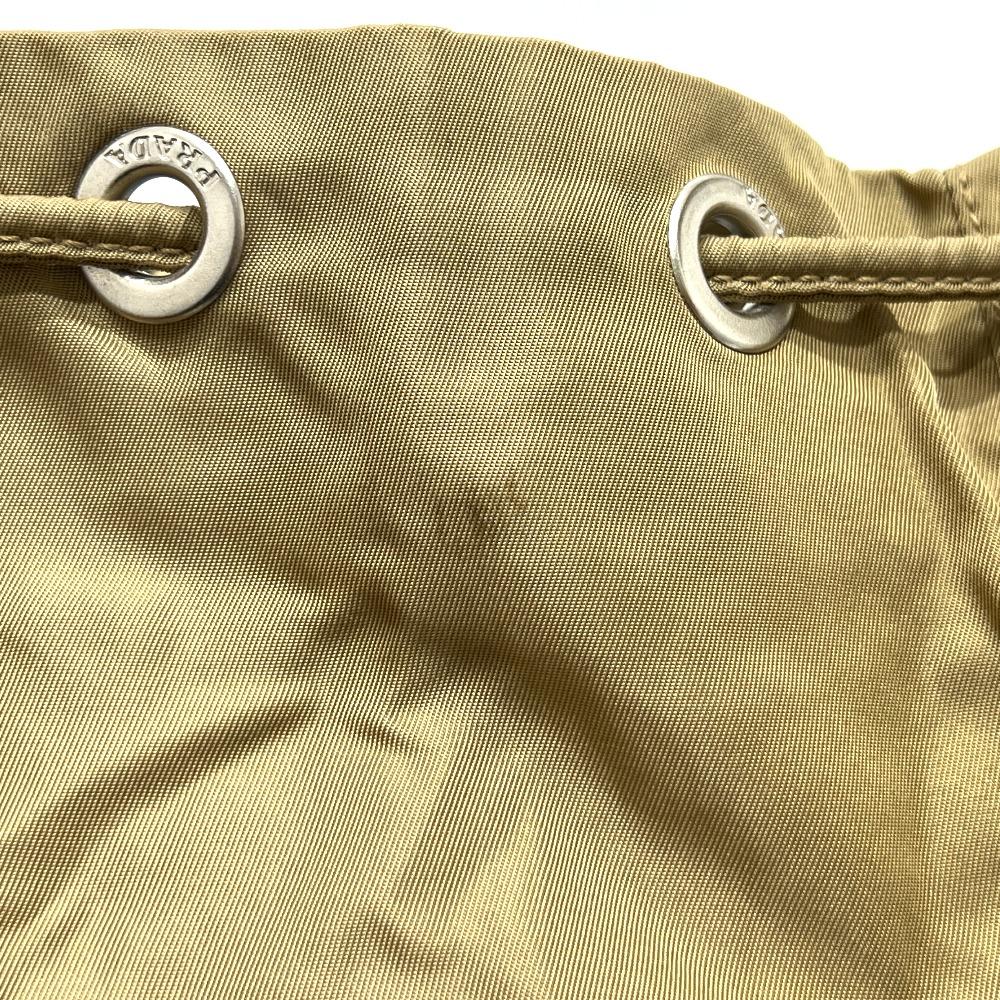 PRADA Logo Plate W Pocket Backpack Backpack Nylon Brown/SilverHardware