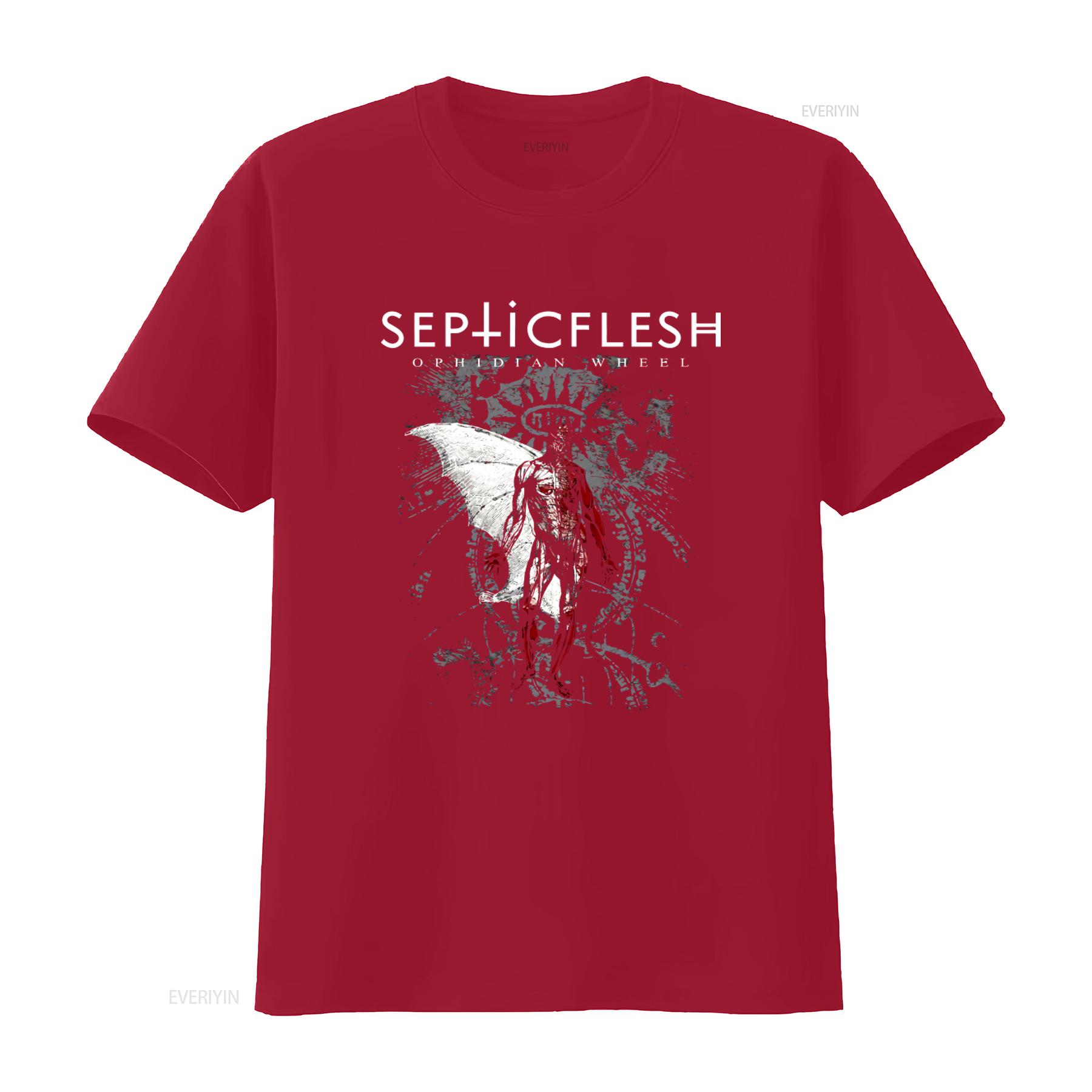 Septic Flesh Ophidian Wheel T Shirt Unique Design for Metal Fans vintage Washed Breathable Soft graphic Versatile homme S