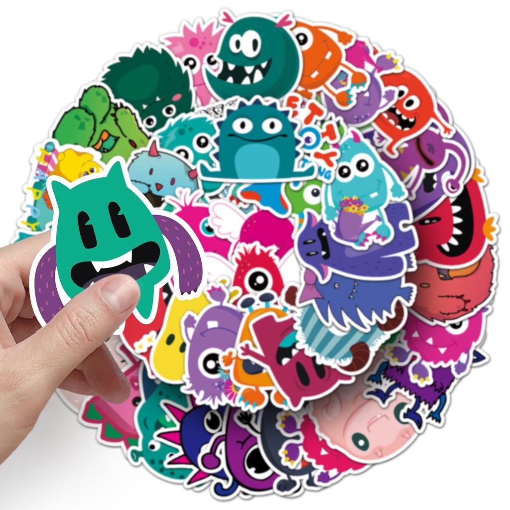 50 Cute Monster Graffiti Stickers for Kids – Waterproof DIY Skateboard & Luggage Decals