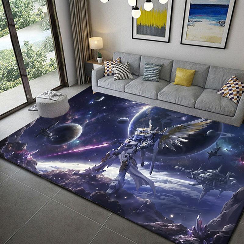 

Gundam Inspired Robot Warfare Area Rug Soft Non-Slip Carpet for Bedroom Gaming Room and Living Room Decor 60x90cm