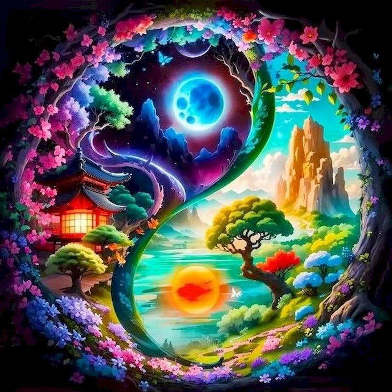 

CHENISTORY Diamond Embroidery Tai Chi Diamond Mosaic Landscape Full Square Diamond Painting Crystal Rhinestone Pictures Art Full Square 25x25cm