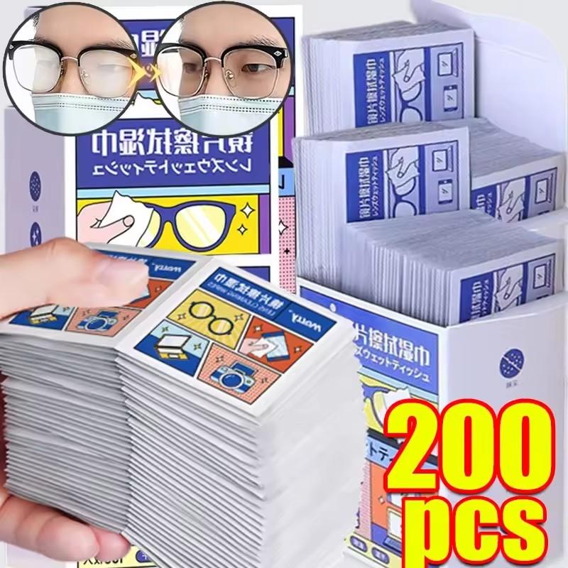 200 Pieces Glasses Wipes Anti-fog Screen Cleaning Cloth Accessories Alcohol Wipe Pad Lens Cleaning Wipes Microfiber Tools