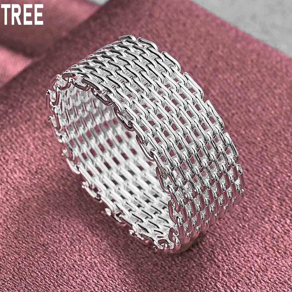 925 Sterling Silver Interwoven Mesh Ring Exquisite Charm Fashion Wedding Jewelry