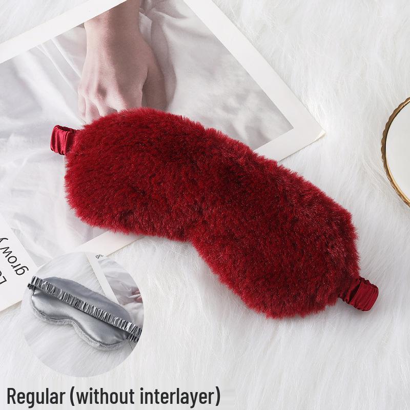 

Маска для сна из кроличьего меха блэкаут - Мягкая, дышащая, приятная к коже, плюшевый искусственный шелк для защиты глаз осенью/зимой.