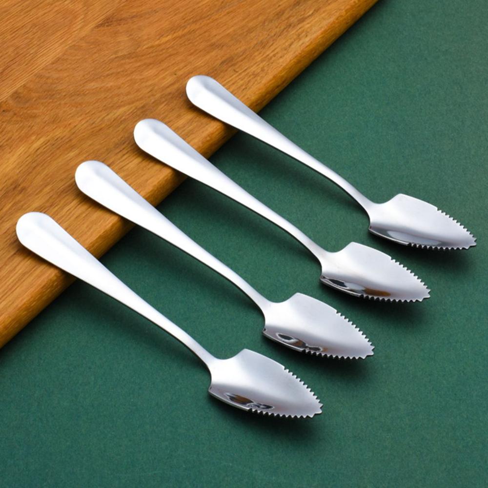 Steel Serrated Edge Scraping Kiwi Scoop Fruit Puree Tool Grapefruit Spoon Baby Food Processer