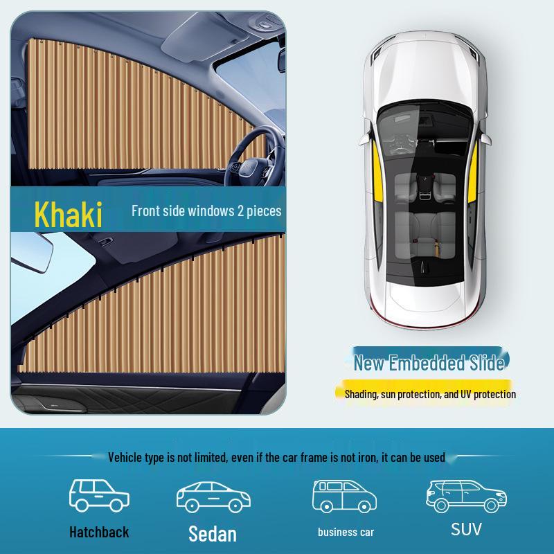 Automatic Retractable Car Side Window Blackout Privacy Sunshade with Magnetic Curtain