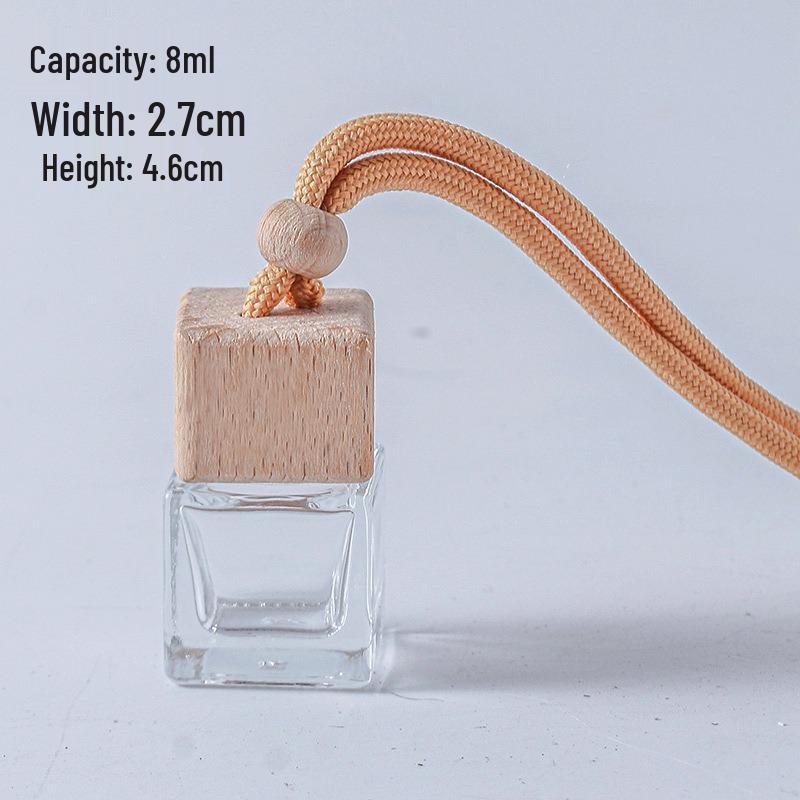 Transparent Square Glass Car Diffuser Bottle with Refillable Lanyard Pendant