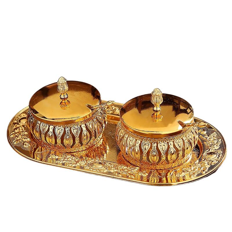 Barattolo per Condimenti in Metallo e Vetro Stile Europeo Creativo Barattolo per Conservare Condimenti da Cucina Set di Barattoli per Spezie Domestici Strumenti Creativi per Condimenti