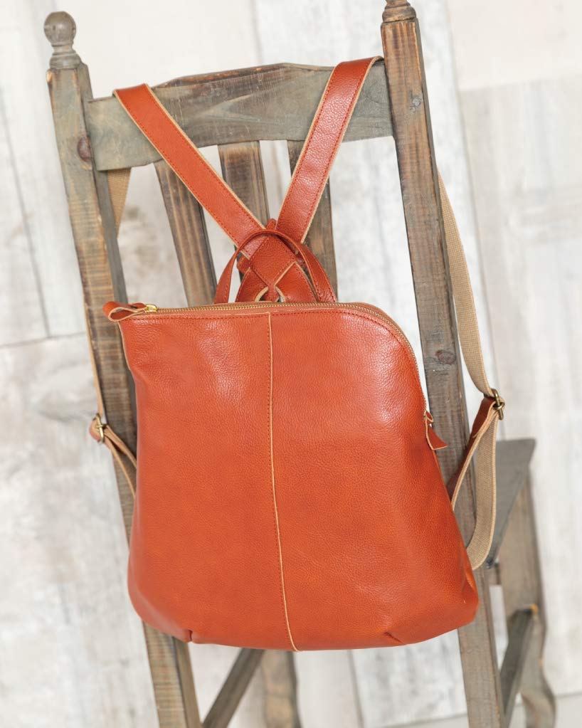 BAG since Imai Bag GENOVA Cowhide Mini Backpack Genuine Leather Made in Japan Zipper Rucksack Stylish [IMAI 1977] L-shaped (2670 Orange)