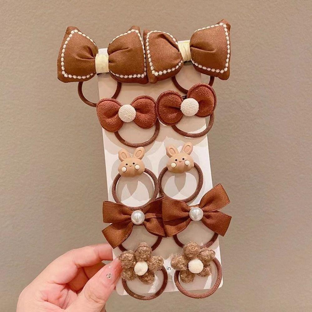 10pcs High Elastic Rubber Bands Cute Bow Hair Ties High Quality Flower Headbands for Kids