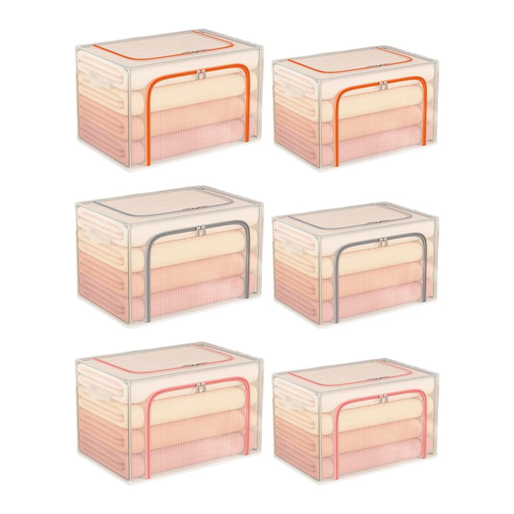 Metal Frame For Clothes Storage Bin Foldable and Transparent Lid for Efficient For Clothes Storage In Bedroom and Closet