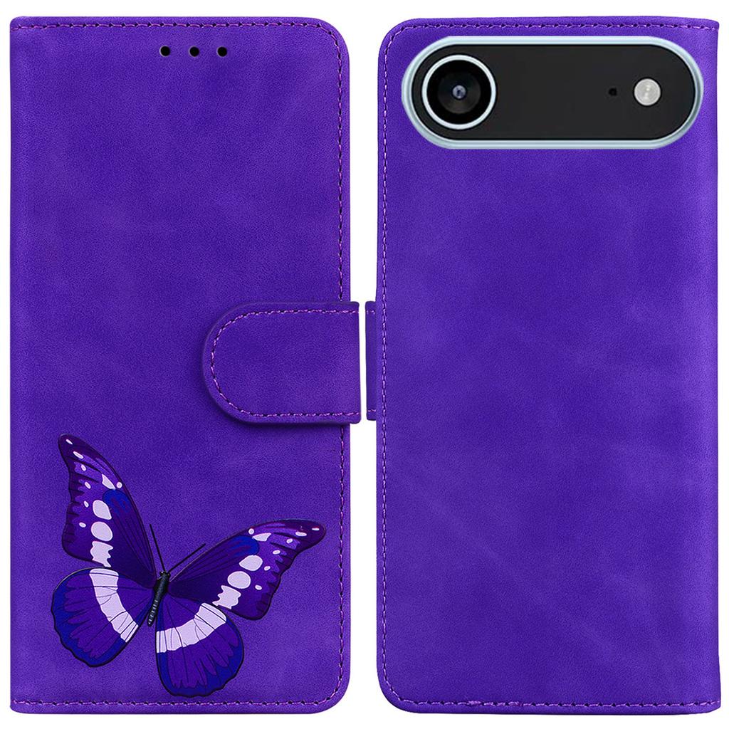 Etui-podstawka ze skóry PU do iPhone'a Pokrowiec na telefon z nadrukiem motyla