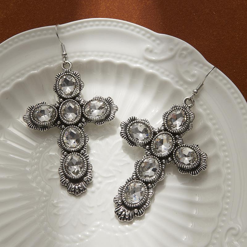 Diamond Cross Earrings Premium Retro Bohemian Turquoise Earrings Fashion Earrings
