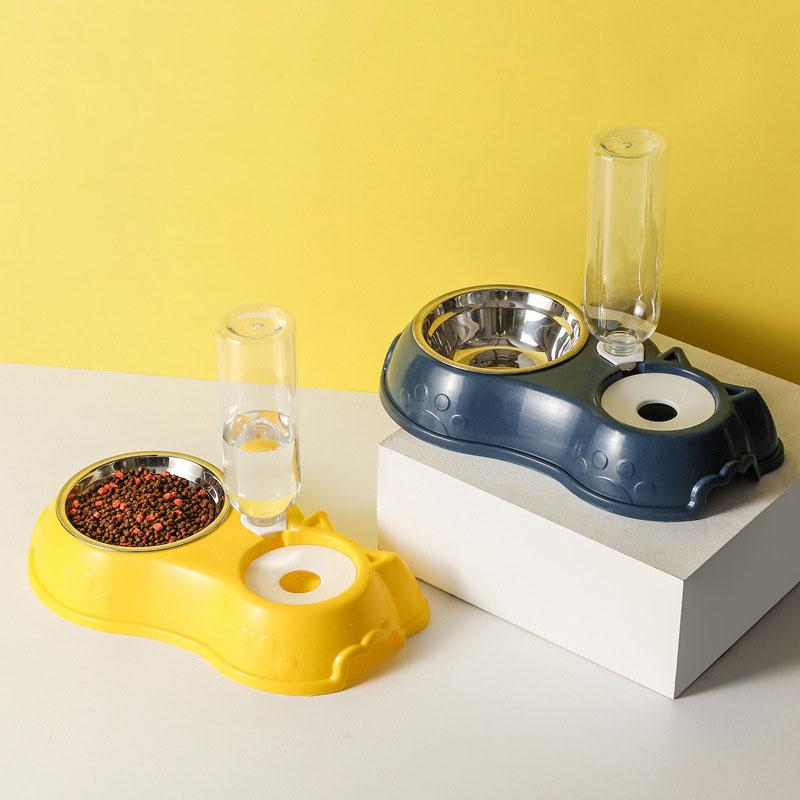 Double Bowl for Pets, for Cats and Dogs, 2 In 1, Automatic Water and Food Dispenser, Non-slip Bowl for Cats and Dogs, Feeding Accessories for Pets Of