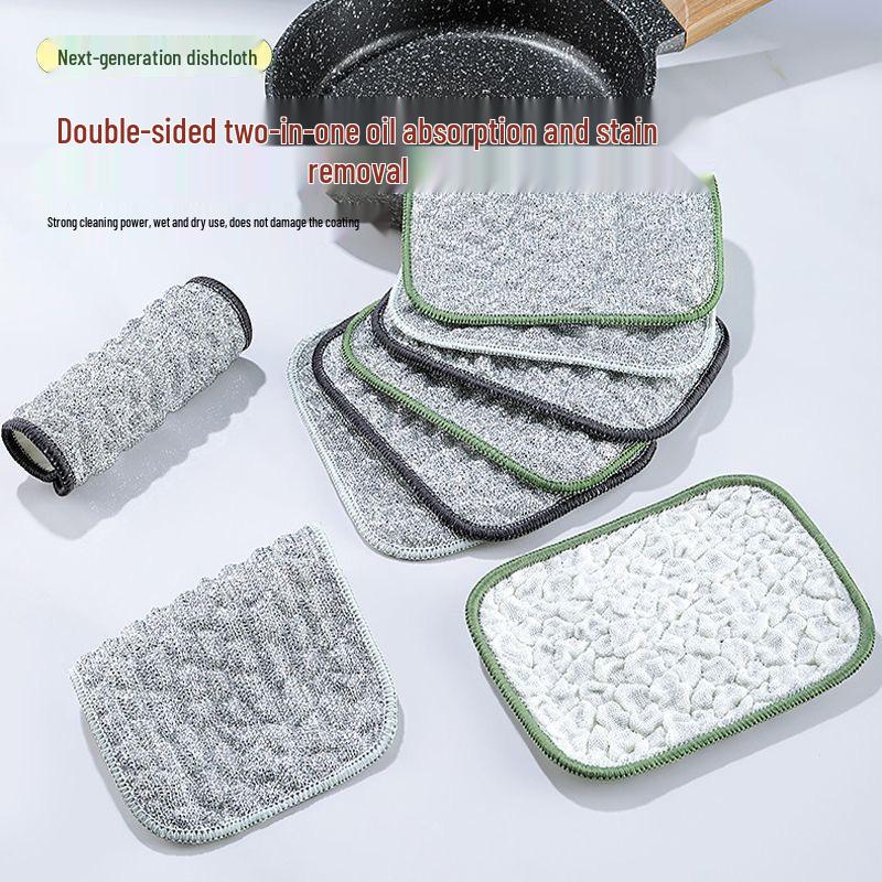 Double-Sided Silver Wire Dishwashing Scrubber Cloth - Oil-Free Steel Wool for Kitchen Cleaning